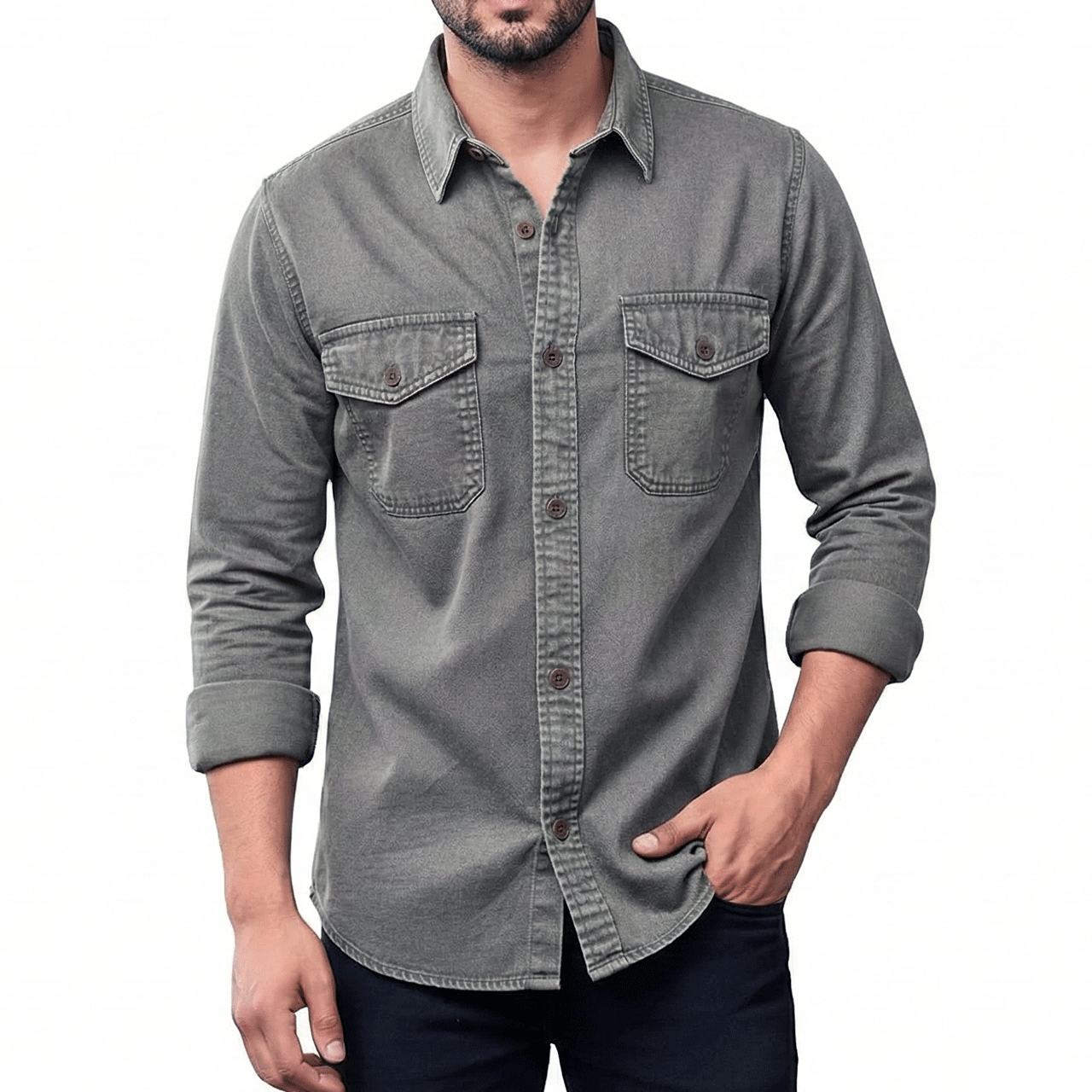 1 Pcs Denim Double Pocket New - Ash