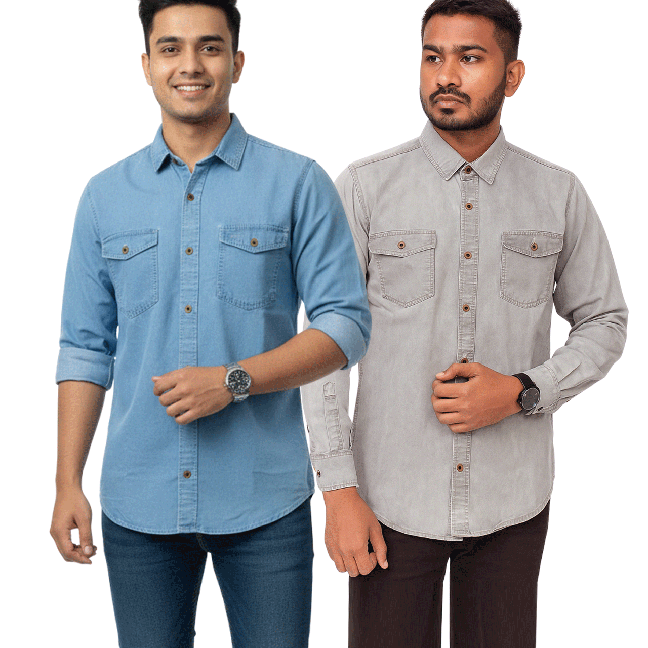 2 Pcs Denim Double Pocket New - Ash+Sky